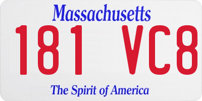 MA license plate 181VC8