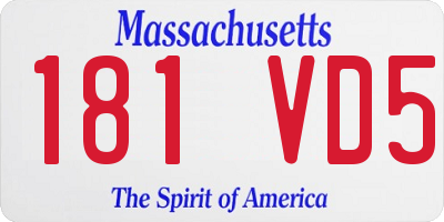 MA license plate 181VD5