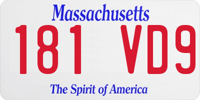 MA license plate 181VD9