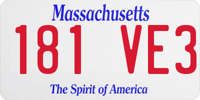 MA license plate 181VE3