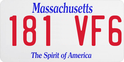 MA license plate 181VF6