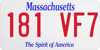 MA license plate 181VF7