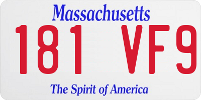 MA license plate 181VF9
