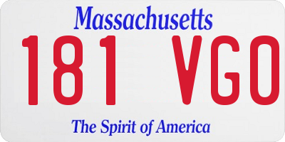 MA license plate 181VG0