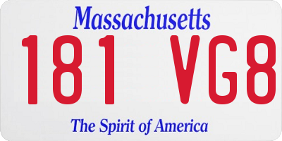 MA license plate 181VG8