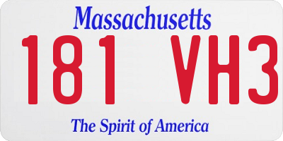 MA license plate 181VH3