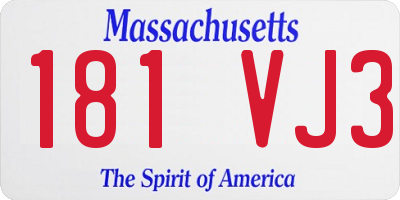 MA license plate 181VJ3