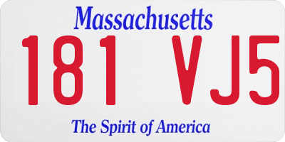 MA license plate 181VJ5