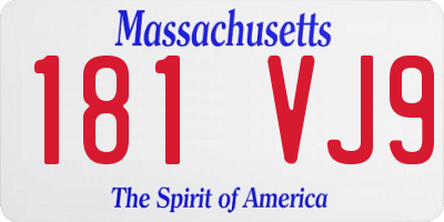 MA license plate 181VJ9