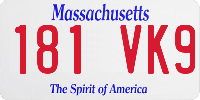 MA license plate 181VK9