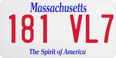 MA license plate 181VL7
