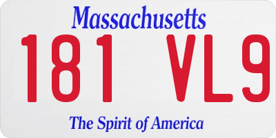 MA license plate 181VL9