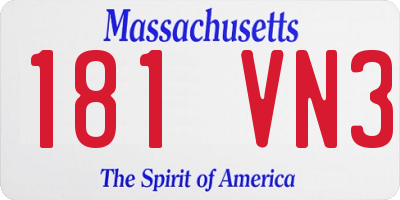 MA license plate 181VN3