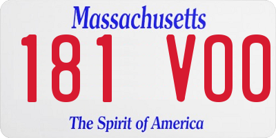 MA license plate 181VO0