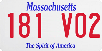 MA license plate 181VO2
