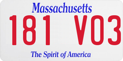 MA license plate 181VO3