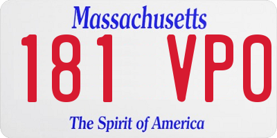 MA license plate 181VP0
