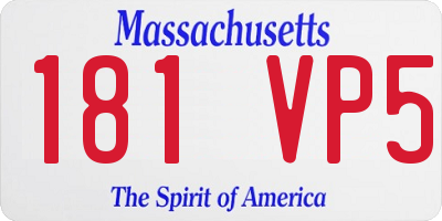 MA license plate 181VP5