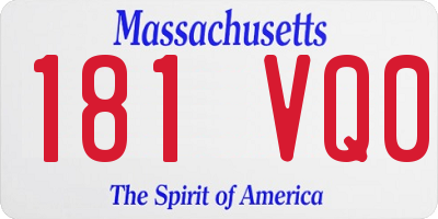 MA license plate 181VQ0