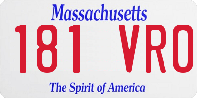 MA license plate 181VR0