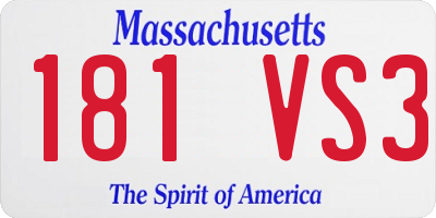 MA license plate 181VS3