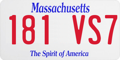 MA license plate 181VS7