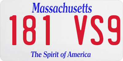 MA license plate 181VS9