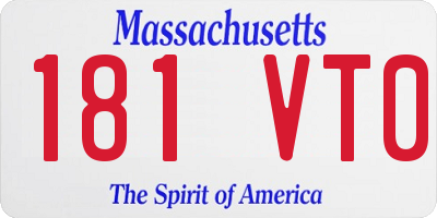 MA license plate 181VT0
