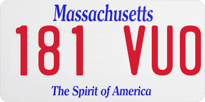 MA license plate 181VU0