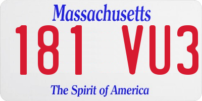 MA license plate 181VU3