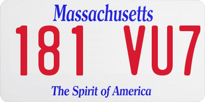 MA license plate 181VU7