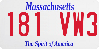 MA license plate 181VW3
