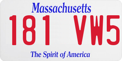 MA license plate 181VW5