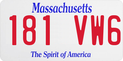 MA license plate 181VW6