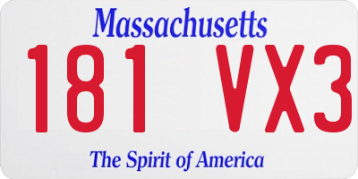 MA license plate 181VX3