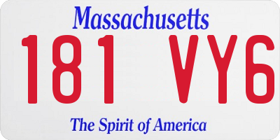 MA license plate 181VY6