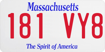 MA license plate 181VY8