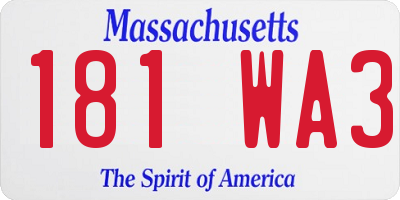 MA license plate 181WA3