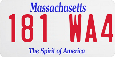 MA license plate 181WA4