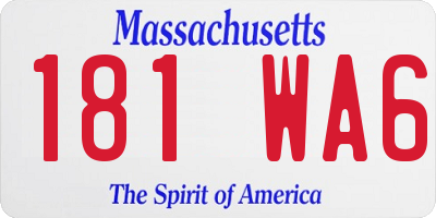 MA license plate 181WA6