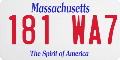 MA license plate 181WA7