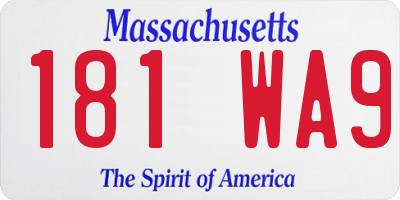 MA license plate 181WA9