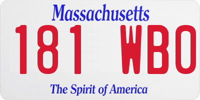 MA license plate 181WB0