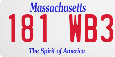 MA license plate 181WB3