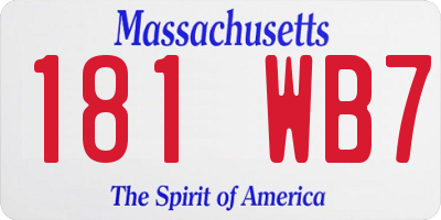 MA license plate 181WB7