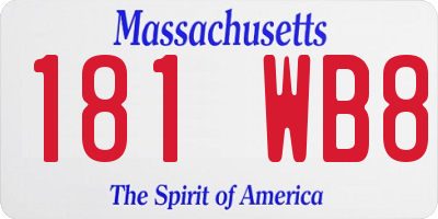 MA license plate 181WB8