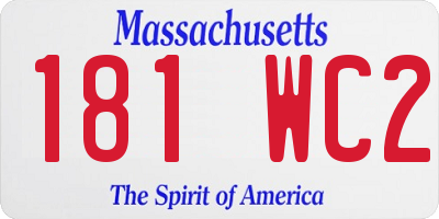 MA license plate 181WC2