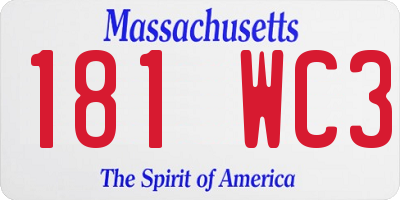 MA license plate 181WC3