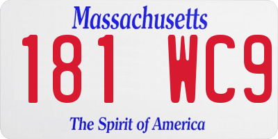 MA license plate 181WC9