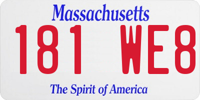 MA license plate 181WE8